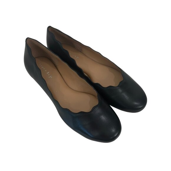 Copper Key Womens Black Leather Scalloped Ballet Flats Size 7.5 - Picture 3 of 11
